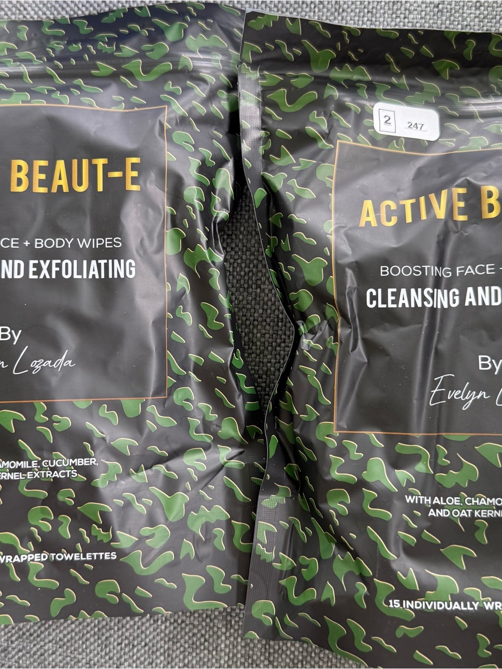 Active Boosting Face + Body Wipes — Cleansing & Exfoliating (Green/Black)